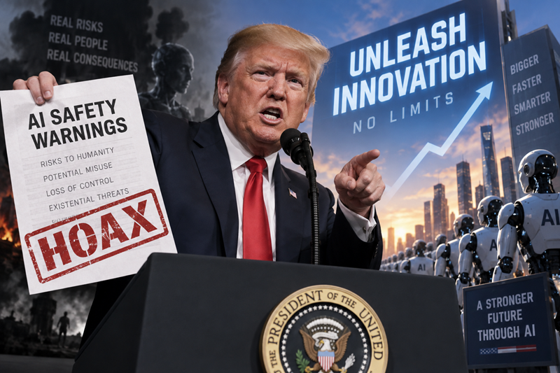 Thumbnail for Trump Rejects AI Safety Warnings as a 'Hoax,' Vowing Unchecked Tech Growth