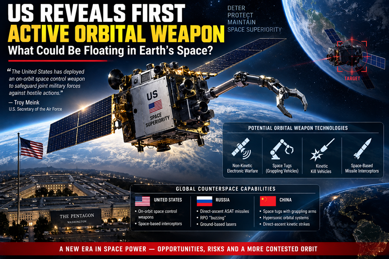 Thumbnail for US Reveals First Active Orbital Weapon: What Could Be Floating in Earth's Space?